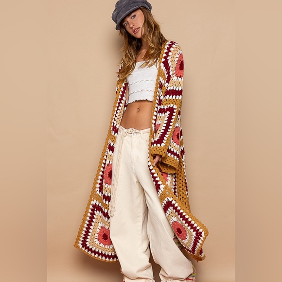 POL Colorful Crochet Long Coat - Picture 3 of 3